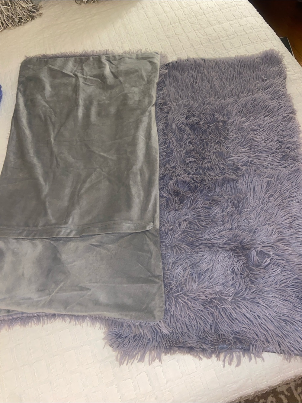 Fuzzy king pillow shams gray 2